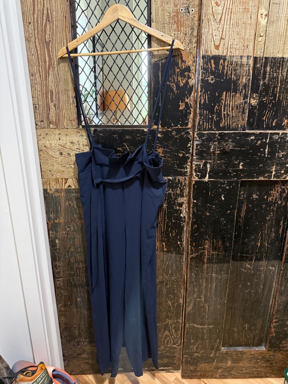 Navy Blue Jumpsuit with Ruffle Bodice